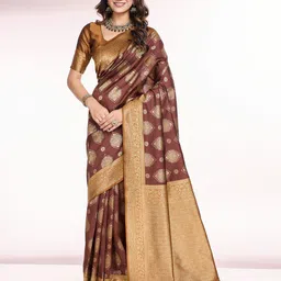 RICH & ROMAN Woven Design Zari Pure Silk Banarasi Saree-picture-47