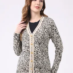 Monte Carlo Women V Neck Full Sleeve Woollen Cardigan Sweaters-image-19