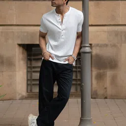 Powerlook Men White Henley Neck T-shirt-picture-35