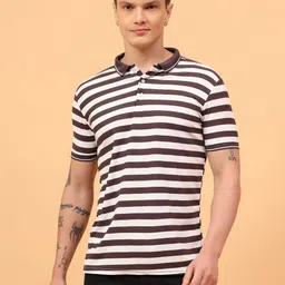 Mast & Harbour Men Striped Polo Collar Slim Fit T-shirt-picture-22