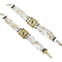 NIKYANKA Set Of 2 Gold-plated Artificial Stones Studded and Beaded Armlet Bracelet-picture-34