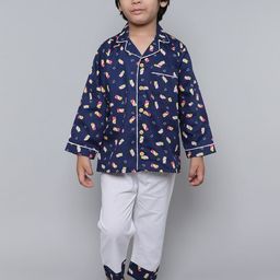 Little Clothings Boys Marshmallow PJ Printed Pure Cotton Night suit-picture-1