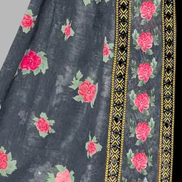 Simmu Floral Printed V-Neck Pure Cotton Straight Kurta With Trouser & Dupatta image 5