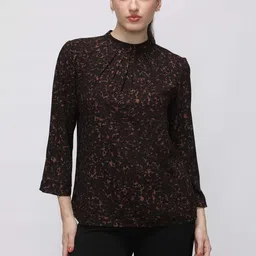 IDK Animal Print High Neck Gathered or Pleated Top-picture-38