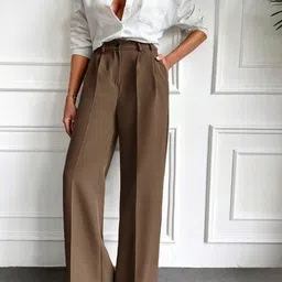 BROADSTAR Women Smart High-Rise Easy Wash Pleated Trousers-image-50