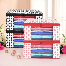 Kuber Industries White & Red 4 Pieces Printed Foldable Multi Utility Organisers-picture-41