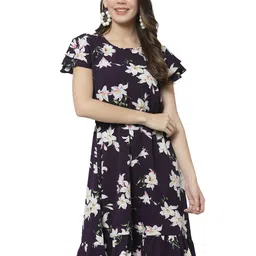 DELIS Women Floral Printed Fit & Flare Dress-picture-9