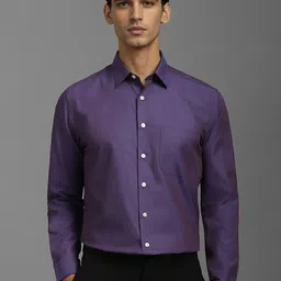 Louis Philippe Men Spread Collar Textured Cotton Slim Fit Formal Shirt-picture-30