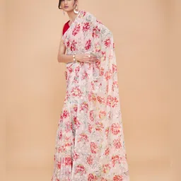 Garden Vareli Floral Printed Brasso Saree-image-26