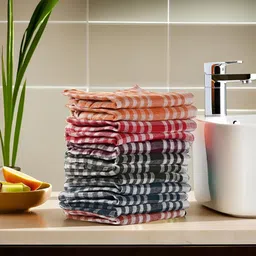 Kuber Industries Red & White 18 Pieces Printed \Cotton Kitchen Towels image 1