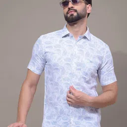 Crimsoune Club Men Classic Fit Floral Printed Spread Collar Cotton Casual Shirt-picture-27