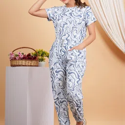 purple sky Printed Round Neck T-Shirt With Joggers Co-Ords-picture-32