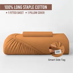 PIZUNA LINENS Orange 400 TC Pure Cotton Single Bedsheet - 1.52 m x 2.54 m image 3