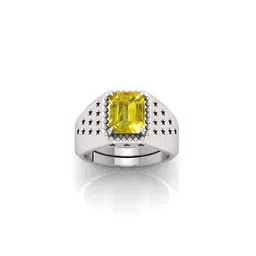 RRVGEM Yellow Sapphire 7.25 Ratti Yellow Pukhraj Silver Plated Adjustable Ring-picture-38