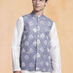 Jompers Floral Printed Mandarin Collar Nehru Jacket-picture-40