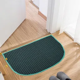 Kuber Industries Black & Green Dotted Woolen D-Shaped Anti-Skid Door Mat image 3