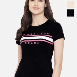 Dreambe Women Pack Of 3 Graphic Printed Round Neck Cotton T-shirts-picture-32