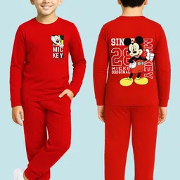 YK Disney Boys Printed Round Neck T-Shirt With Pyjamas-image-9