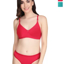 Liigne Pack Of 2 Women Everyday Non Padded Bra Pure Cotton Lingerie Set-image-64