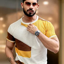 Maniac Men Self Design Round Neck Cotton Slim Fit T-shirt-picture-42
