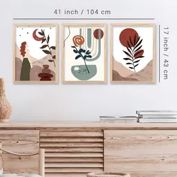 Kotart Brown & White 3 Pieces Wooden Abstract Wall Arts image 4
