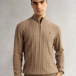 Thomas Scott Men Cable Knit Pullover with Embroidered Detail-image-4