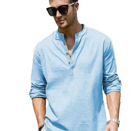 Yugnik Mandarin Collar Roll-Up Sleeves Straight Short Kurta-image-59
