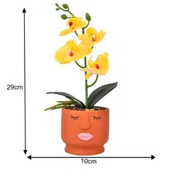 Myntra Elegant Homes Orange Colored & Yellow Orchid Artificial Plant With Pot image 5