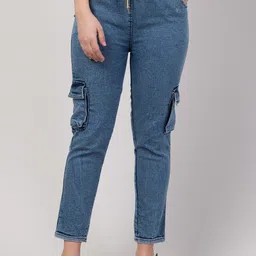 Ira Collections Women Comfort Jogger Mid-Rise Light Fade Stretchable Jeans-image-82