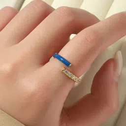 SALTY 14K Gold Plated Stone Studded Finger Ring-picture-28