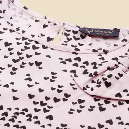 Allen Solly Junior Girls Conversational Printed Round Neck Cotton Regular Top image 3