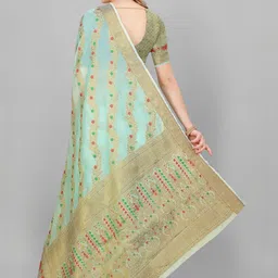 VS MALL Ethnic Motifs Zari Pure Cotton Handloom Banarasi Saree image 5