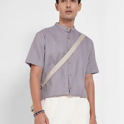 7 Alt by Pantaloons Mandarin Collar Relaxed Fit Casual Pure Cotton Shirt-picture-24