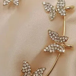 Vembley Gold-Plated Cubic Zirconia Studded Ear Cuffs image 2
