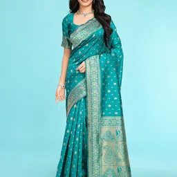 RICH & ROMAN Woven Design Zari Pure Silk Banarasi Saree-picture-20