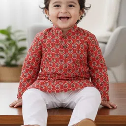 Sangria Infant Boys Floral Printed Pure Cotton Kurta Sets-picture-50