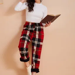 SECRETS BY ZEROKAATA Pack Of 2 Checked Assorted Straight Lounge Pant image 5