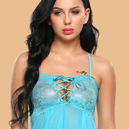 ZERJAMA Women Self Design Shoulder Straps Baby Doll image 2