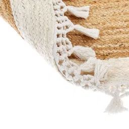 Art Avenue Lesotho Beige & White Textured Tassels Round Floor Jute Carpet image 3