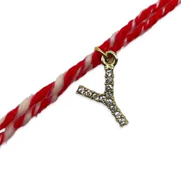 Digital Dress Room Gold Plated Y Alphabet AD Studded Initial Thread Rakhi image 3