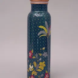 JAYPORE Navy Blue & Copper-Toned Single Copper Floral Water Bottle-picture-22