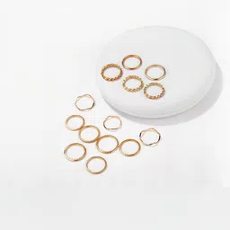 Zaphariq Set Of 14 Gold-Plated Crystal-Studded Finger Rings image 3