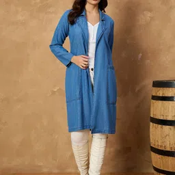 all about you Women Pure Cotton Notched Lapel Collared Front-Open Overcoat-image-41