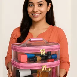 Ajabh Pink Set of 1 Water Resistant Makeup Organiser Organisers image 2
