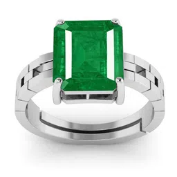 RRVGEM 6.25 KT To 6.00 KT Emerald Silver Plated Adjustable Ring-picture-20