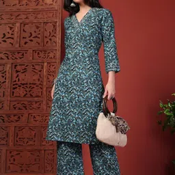Anouk Women Floral Printed Regular Thread Work Pure Cotton Kurta with Palazzos-picture-19