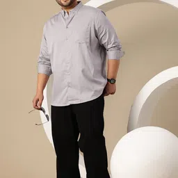 Sztori Plus Size Button-Down Collar Pure Cotton Casual Shirt image 3