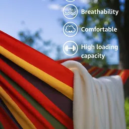 TASKHOUSE Red & Yellow Striped Cotton & Wooden Hammock Swing image 5