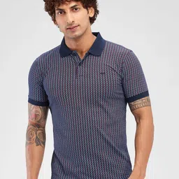 Park Avenue Men Striped Polo Collar Cotton T-shirt image 1