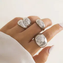 Jewels Galaxy Set Of 3 Silver Plated Adjustable Midi Finger Rings image 5